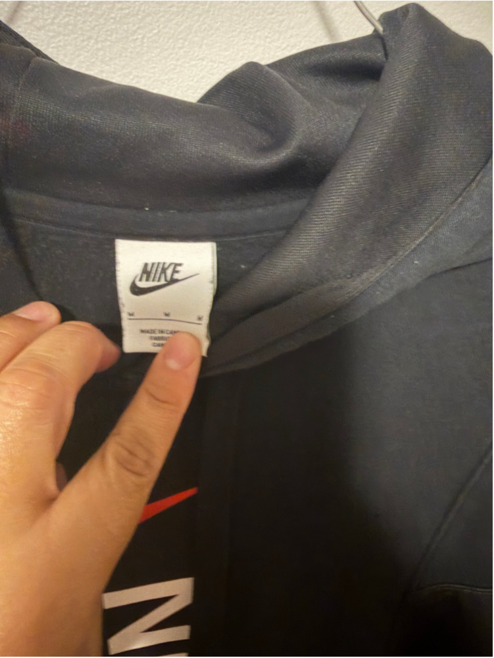Men's Nike Hoodie Sweatshirt Size M Black and Grey - Picture 3 of 7